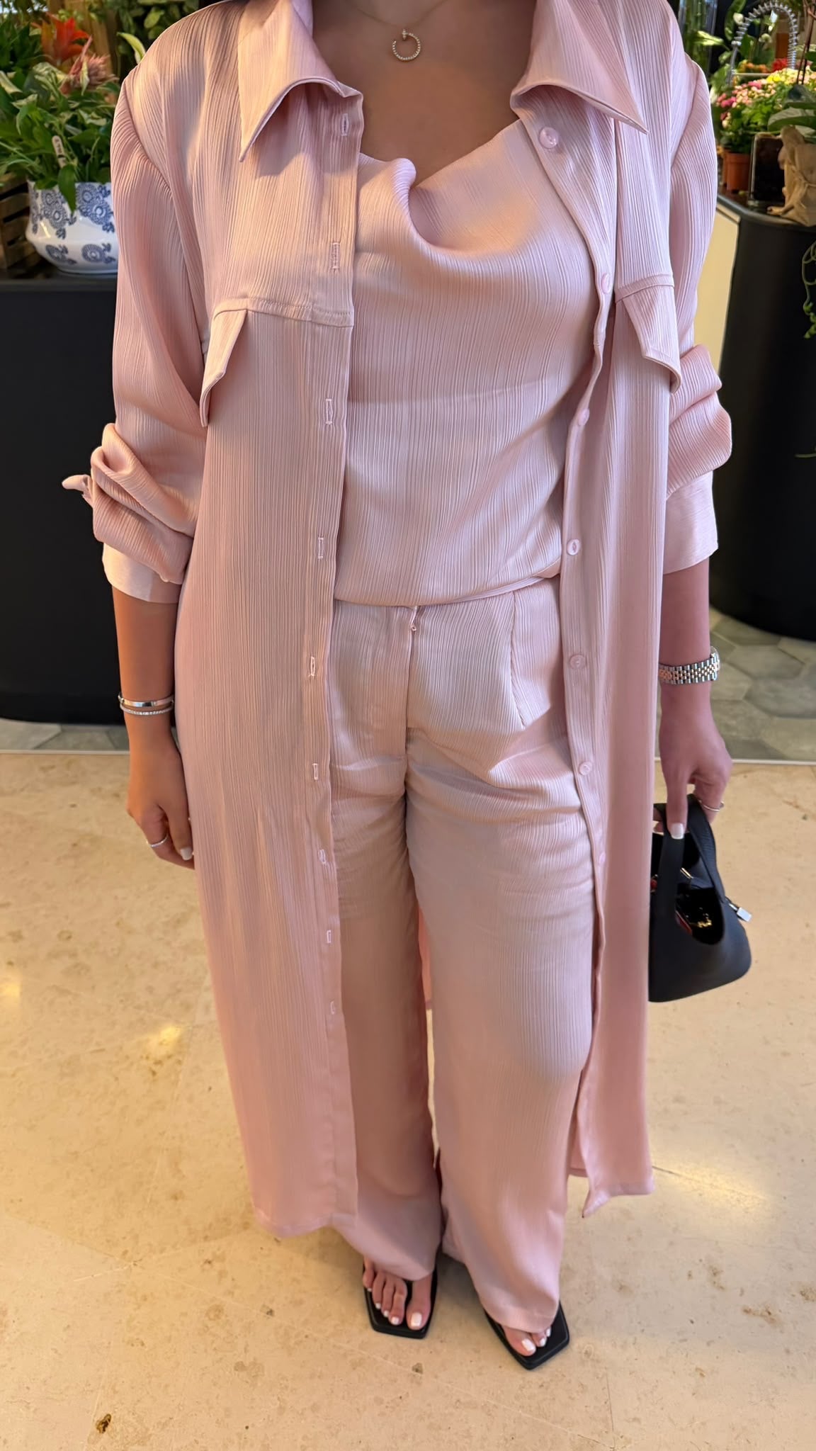 Satin pink set